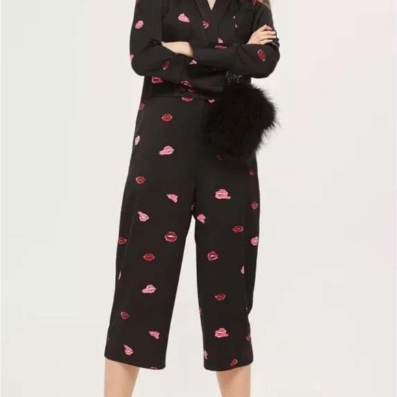 Topshop Pants - Black and Pink Women's Jumpsuit